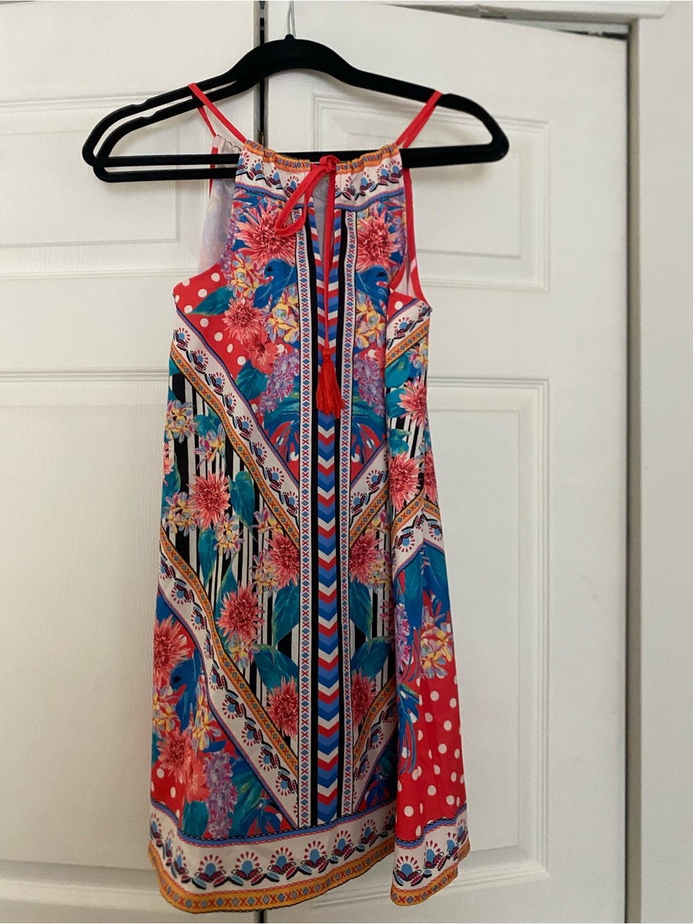 Flying Tomato Coral and Teal Floral Halter Mini Dress